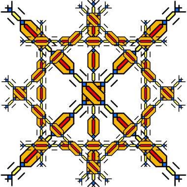 Örgülü örgülü örgülü örgülerin varyasyonları beyaz arkaplandaki şebeke hücrelerinde yapılır. Örgü örgülü at kuyruğu deseni, kare, daire ve diğer geometrik şekiller yapar..