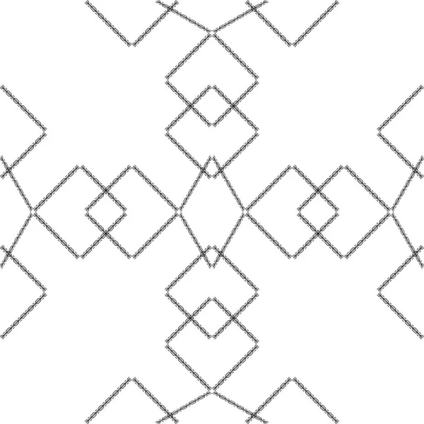 編組ピグテールパターンの変異体は 白い背景のグリッド細胞上で作られています ニットピグテールパターンは 正方形 円や他の幾何学的な形状を作ります — ストック写真