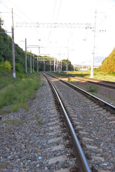 Railway Tracks Which Train Metro Goes Railway Faster Get Traffic Royalty Free Stock Photos