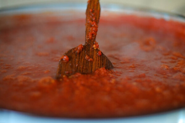 preparation of tomato puree from ground fresh tomatoes