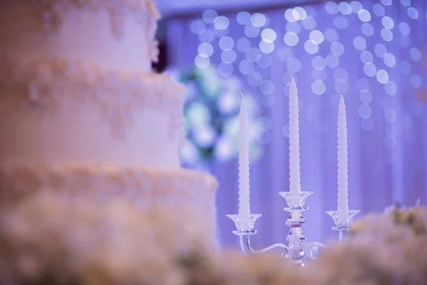 Красивая Свеча Винтажный Торт Свадьбы Пространством Дизайна — стоковое фото
