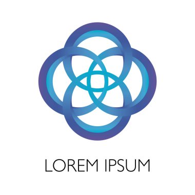 Soyut Mavi dairesel zincir bağlantıların, vektör logo şablonu. Bağlantı kavramı