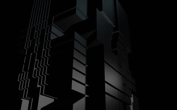 Futuristic Building Abstract Geometric Shape Night Rendering Illustration — Stock Photo, Image