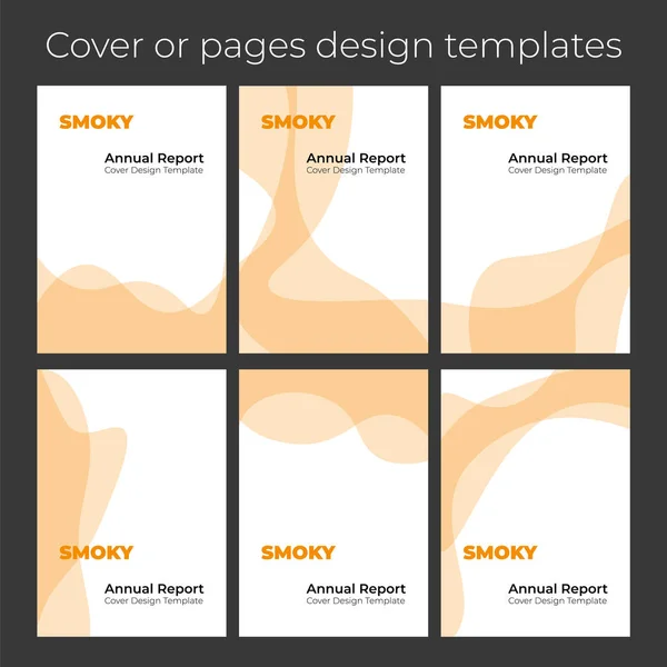 Modern Flat Wavy Smoky Orange Brochure Cover Pages Template Design — Stock Vector