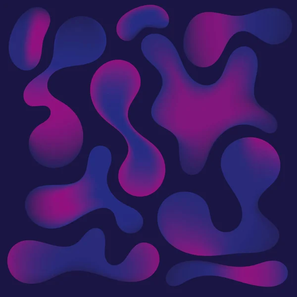 Abstract Neon Bubble vormen op donkerblauwe achtergrond. — Stockvector