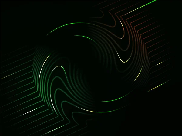Verde scuro neon astratto digitale turbinio onda sfondo — Vettoriale Stock