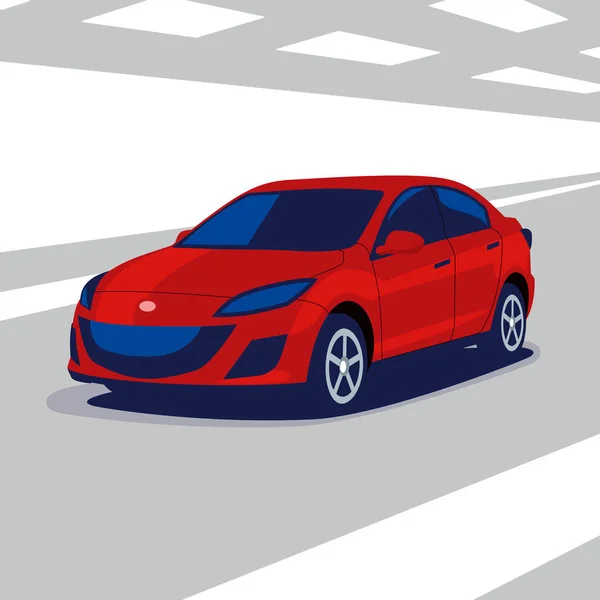 Μοντέρνο ιαπωνικό αυτοκίνητο σε μπλε και κόκκινα χρώματα, επίπεδη απεικόνιση — Διανυσματικό Αρχείο