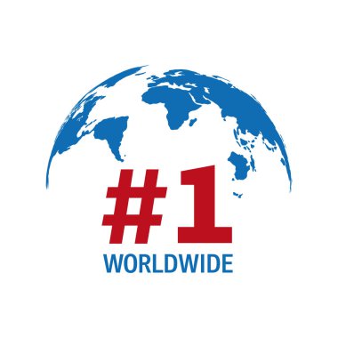 Worldwide number one blue and red vector sign clipart