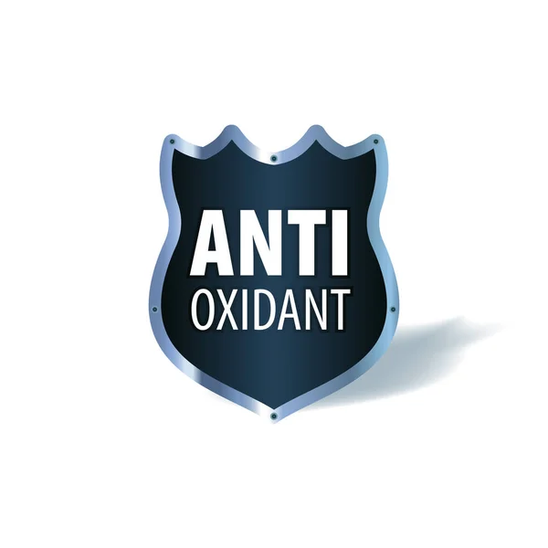 Símbolo de escudo con las palabras Antioxidante, icono de vector — Archivo Imágenes Vectoriales