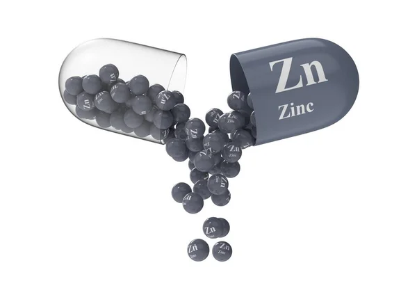 Open Capsule Zinc Which Vitamin Composition Poured Medical Rendering Illustration — Stock Photo, Image