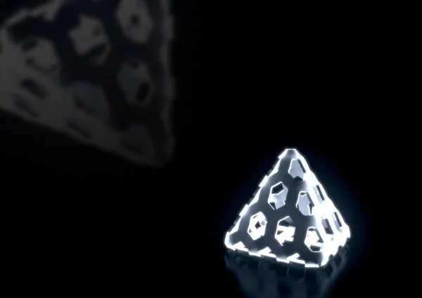 Abstraktes Pyramidenförmiges Käfiggefäß Auf Dunklem Hintergrund Darstellung — Stockfoto