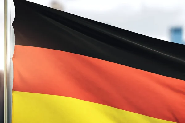 Duitse vlag op wazige achtergrond, close up — Stockfoto