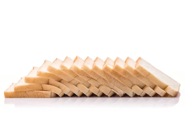 Шматочки Свіжого Білого Хліба Ізольовані Білому Тлі — стокове фото