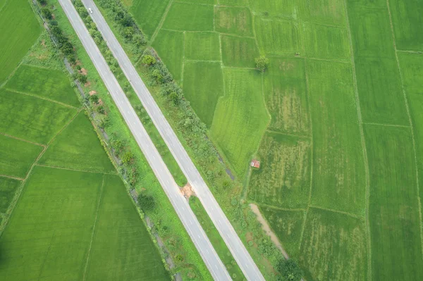 Vue Aérienne Depuis Drone Volant Route Asphaltée Vue Dessus Milieu — Photo