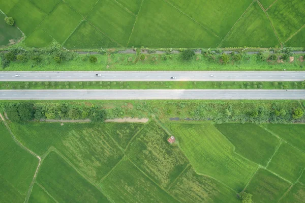 Vue Aérienne Depuis Drone Volant Route Asphaltée Vue Dessus Milieu — Photo