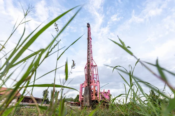 Pile Crane Pile Driven Machine Set Concrete Stake Construction Site — Stock Photo, Image