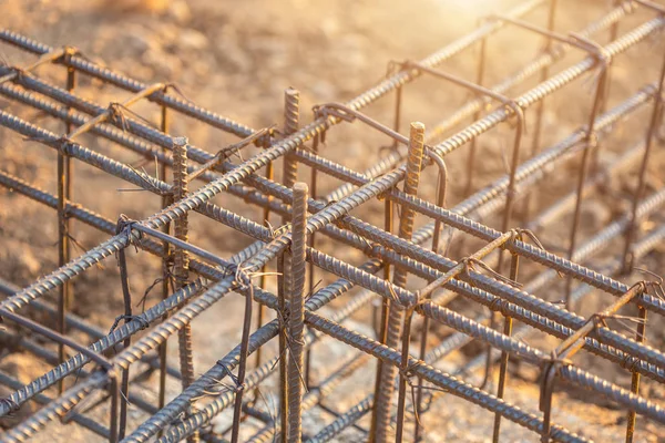 Rebar steel for Grade Beam/Ground beam in process of house build — Stock Photo, Image