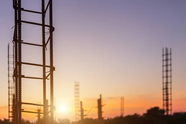 Rebar steel for pillar or pole in process of house building — Stock Photo, Image