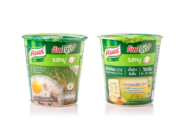 Sukhothai Tailandia Mayo 2020 Knorr Cerdo Congee Taza Estudio Disparo —  Fotos de Stock