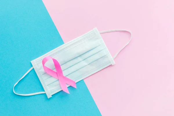 Breast Cancer Concept Top View Pink Ribbon Symbol Breast Cancer — Stock Photo, Image