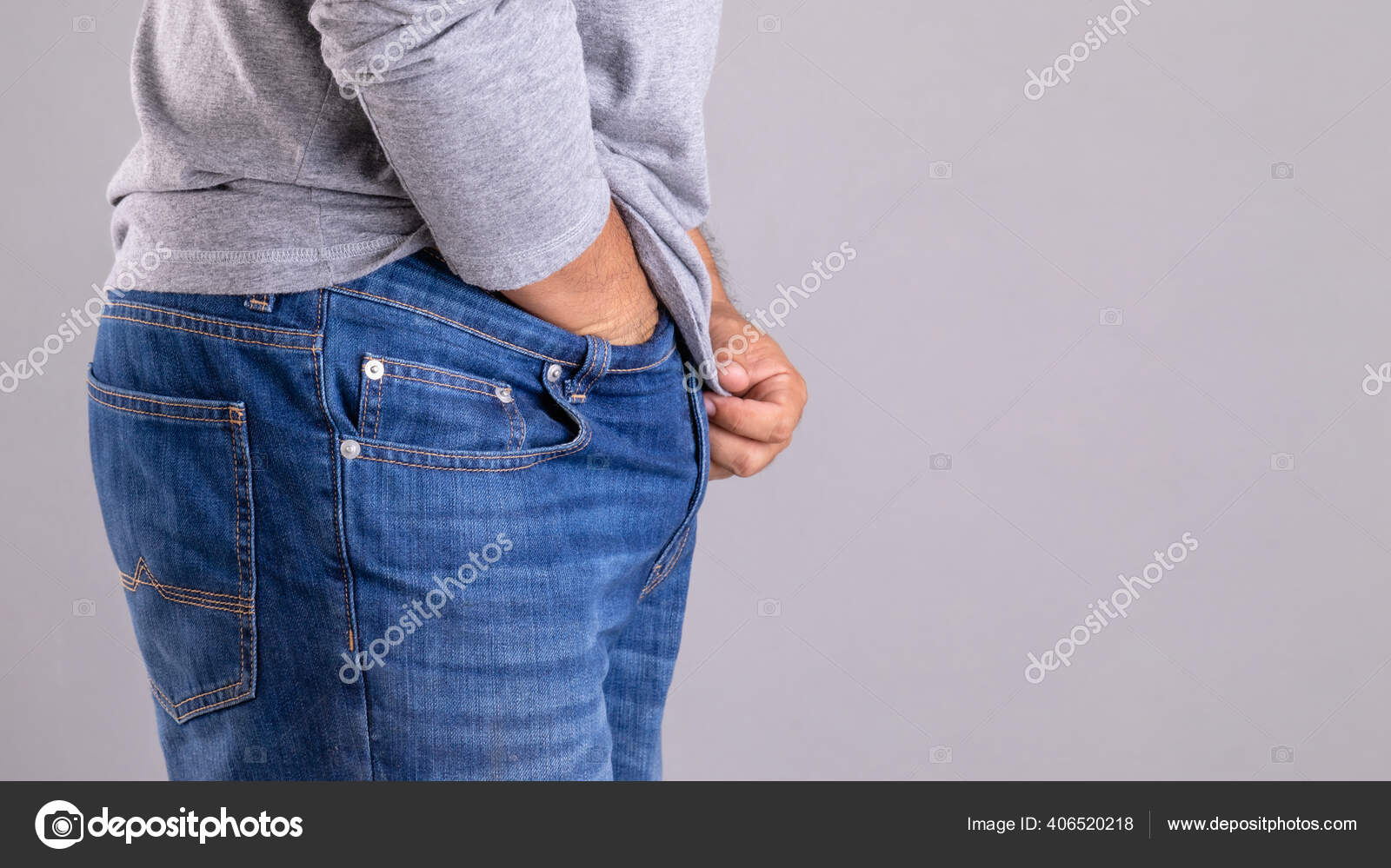 Itchy Tinea Cruris Concept Man Use Hand Scratching His Pant Stock Photo