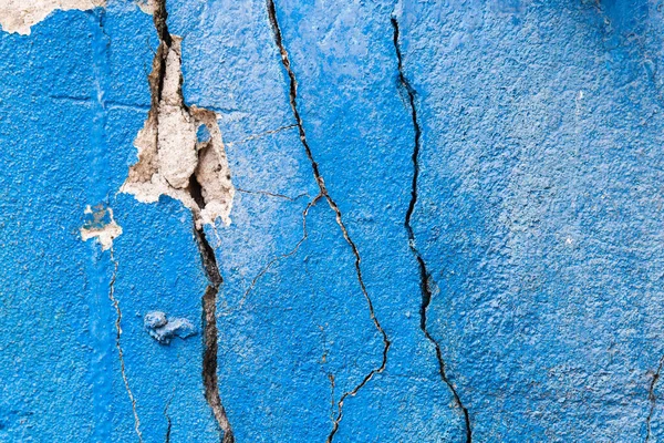 Синій Колір Фарби Тріснутому Фоні Бетонної Стіни — стокове фото