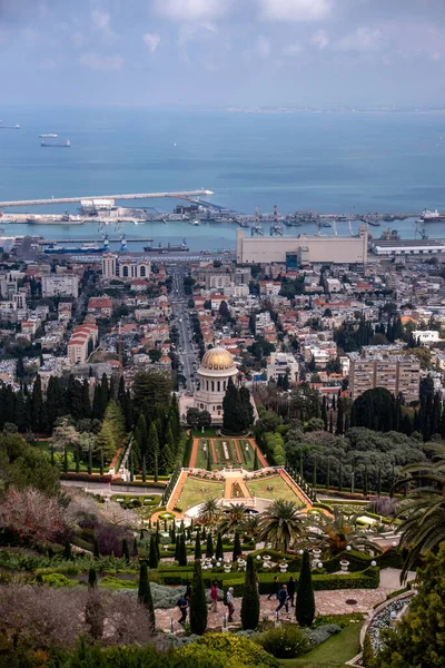 Haifa Bay Templo Bahai — Fotografia de Stock