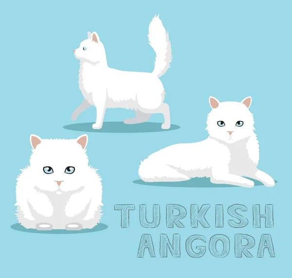 Katt Turkiska Angora Tecknad Vektor Illustration — Stock vektor