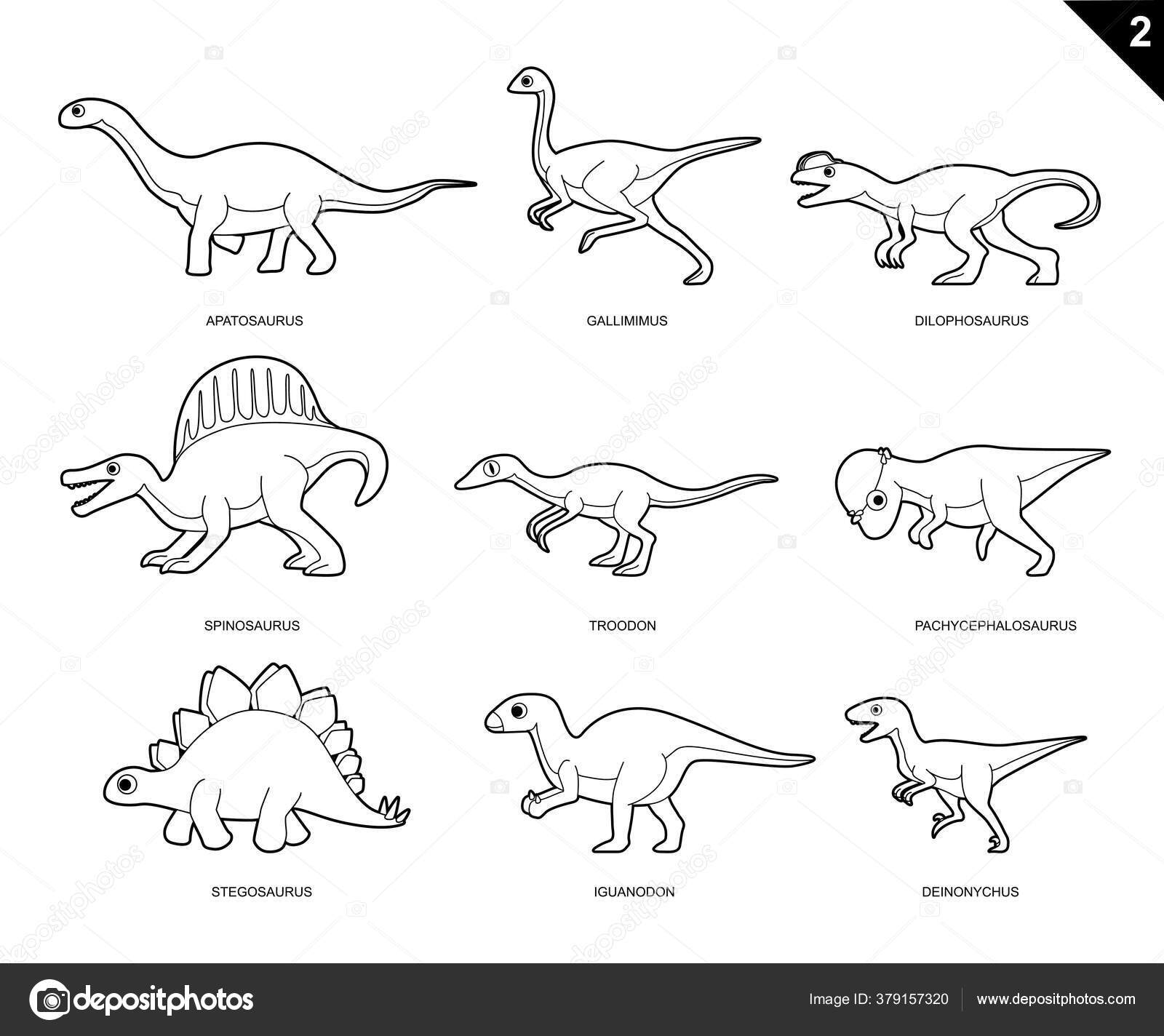 Desenho para colorir Dinossauro em preto e branco realista na