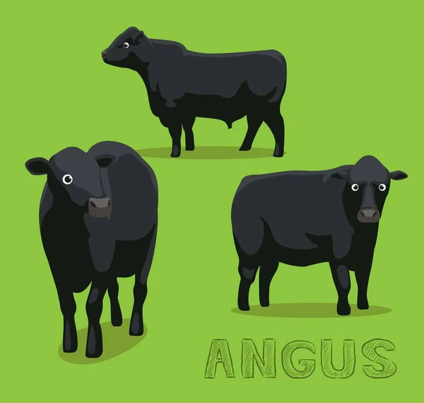 Vaca Angus Cartoon Vector Ilustración — Vector de stock