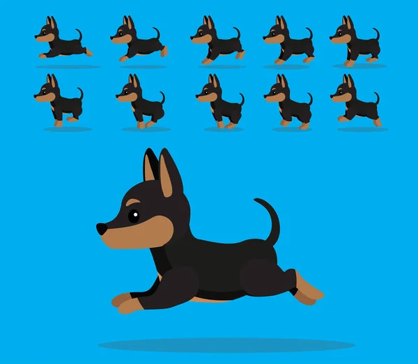 Animal Animação Seqüência Cão Doberman Pinscher Cartoon Vetor —  Vetores de Stock