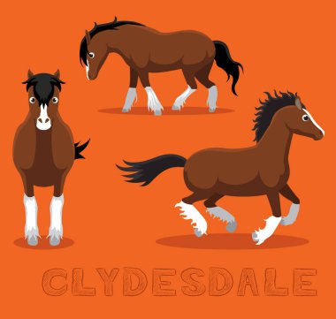 At Clydesdale Çizgi Film Vektörü İllüstrasyonu