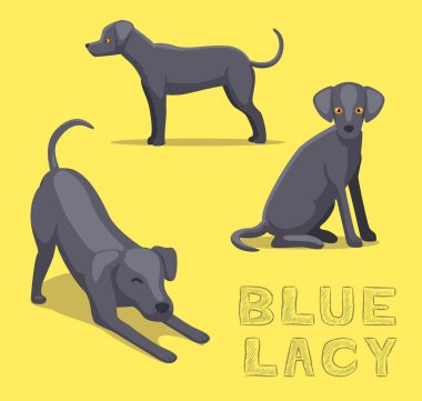 Dog Blue Lacy Çizgi Film Vektörü İllüstrasyonu