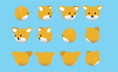 Hayvan Başı Dingo Animasyon Dönen Vektör İllüstrasyonu