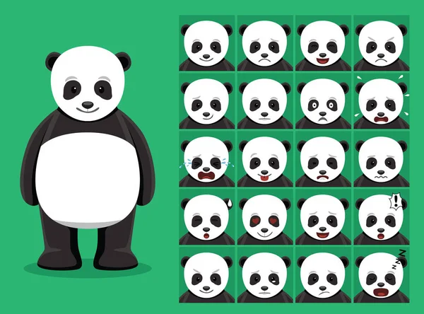 Panda Bear Cartoon Emocje Twarze Wektor Ilustracja — Wektor stockowy