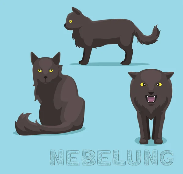 Cat Nebelung Cartoon Vector Ilustração — Vetor de Stock