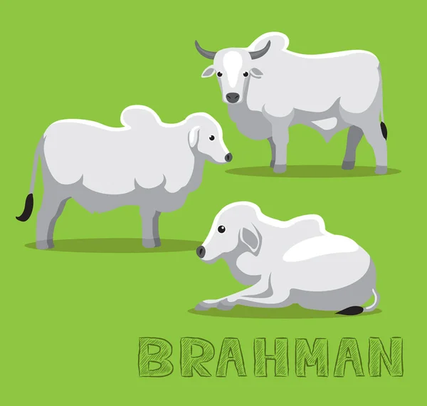 Krowa Brahman Cartoon Vector Ilustracja — Wektor stockowy