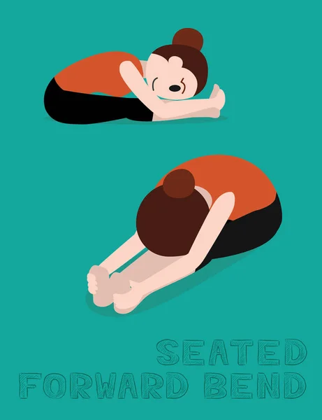 Yoga Seated Forward Bend Cartoon Vector Illustration — 스톡 벡터