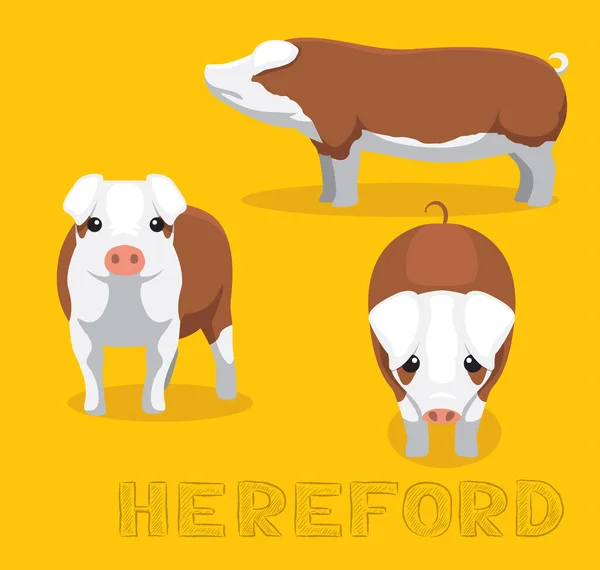 Vig Hereford Cartoon Vector Illustration — Stockový vektor