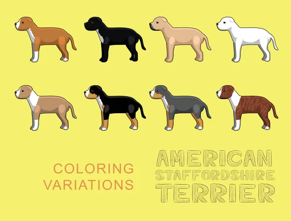 Dog American Stafforshire Teriér Zbarvení Variace Vektorové Ilustrace — Stockový vektor