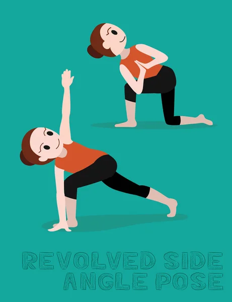 Yoga Revolution Side Angle Pose Cartoon Vector Illustration — 스톡 벡터