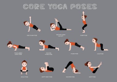 Yoga Core Poses Vector Illustration clipart