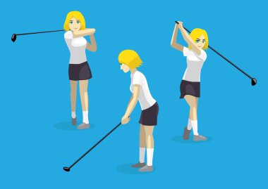 Manga Kızı Golf Vektörü İllüstrasyonu