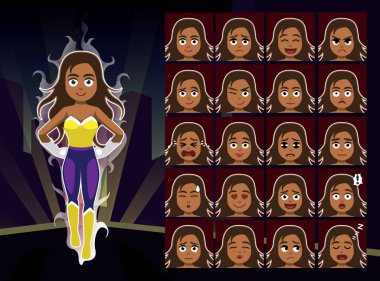 Süper kahraman Medyum Kız Karikatür Duyguları Vektör İllüzyonuyla karşı karşıya