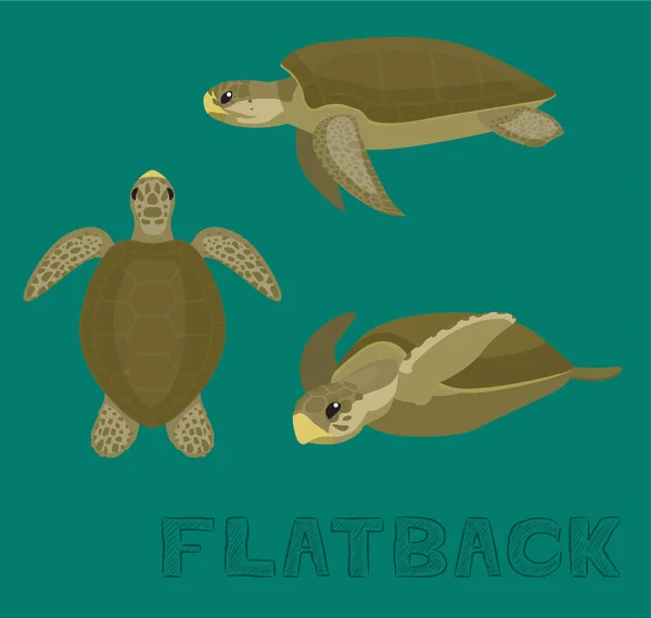 Mar Tartaruga Flatback Cartoon Vector Ilustração —  Vetores de Stock