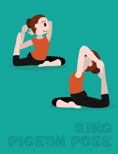 Yoga King Pigeon Pose Cartoon Vector Illustration — Stock Vector