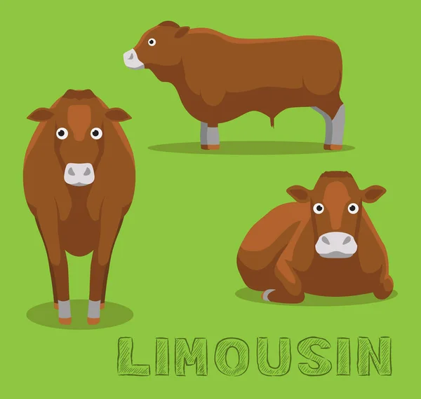 Vaca Limousin Dibujos Animados Vector Ilustración — Archivo Imágenes Vectoriales