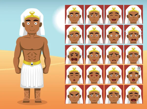 Egypte Ramses Cartoon Emotion Visages Illustration Vectorielle — Image vectorielle