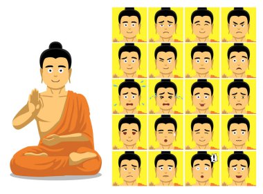 Buddha Karikatür Duyguları Vektör İllüzyonuna Karşı
