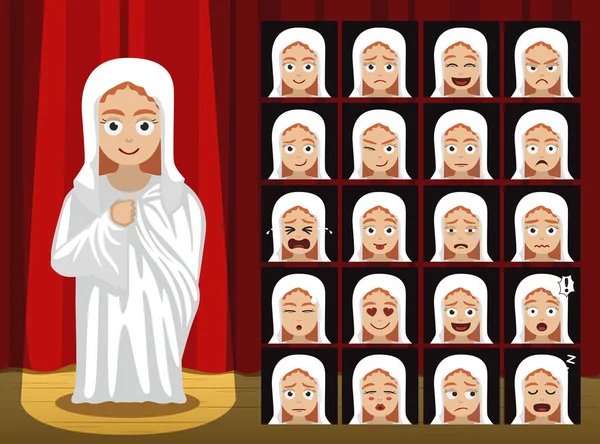 Griekse Goden Hestia Kostuum Cartoon Emotie Geconfronteerd Met Vectorillustratie — Stockvector